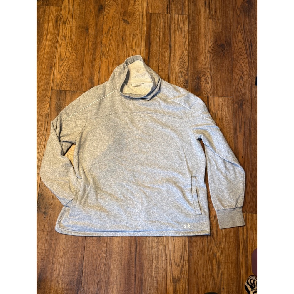 Under Armour Womens Funnel Neck Fleece Pullover Sweatshirt Gray Large Loose Fit